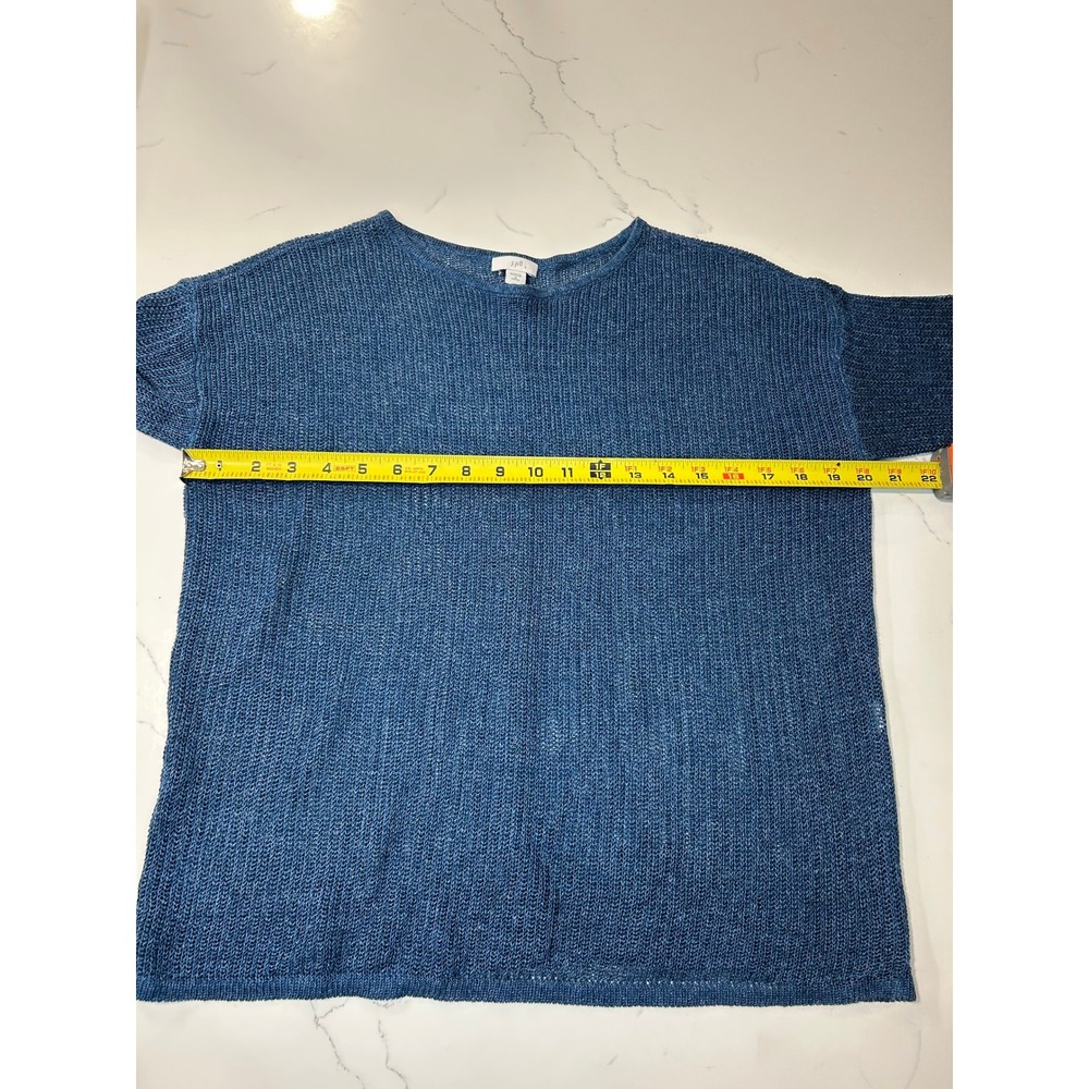 J. Jill Blue Open Knit Boat Neck 3/4 Sleeve Knit Sweater Womens Small Petite - Picture 6 of 7
